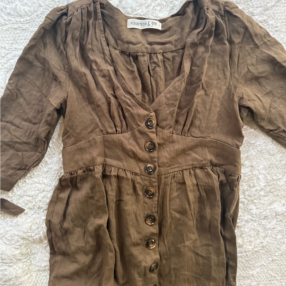 Brown dress with Button Detail